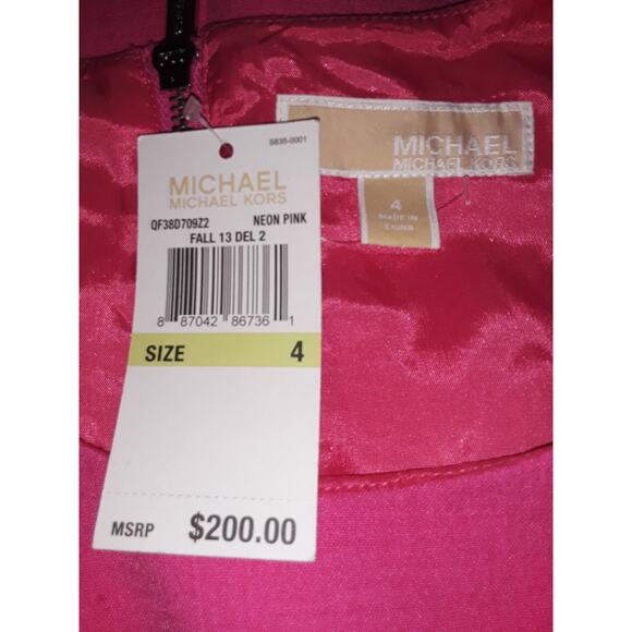 NWT Michael Kors Sz 4 Dress Magenta Pink & Black Fitted - Picture 4 of 7